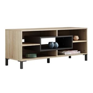 FINLANDEK Meuble TV ODAIBA - Contemporain - Décor chêne clair et noir - L 119,5 cm FINLANDEK Meuble TV ODAIBA - Contemporain - Décor chêne clair et noir - L 119,5 cm