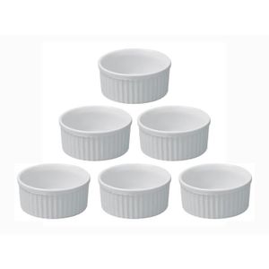 RAMEQUIN - RAVIER Lot de 6 ramequins en céramique 6,6 x 3,3 cm Blanc