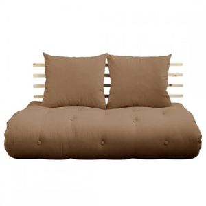 CANAPE CONVERTIBLE Canapé lit futon SHIN SANO mocca et pin massif cou
