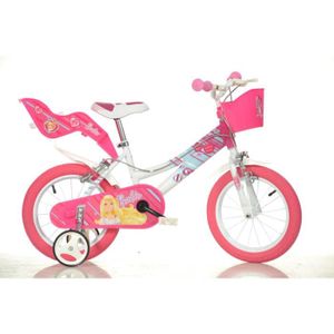 VÉLO ENFANT Velò Enfant Fille Dino Bikes Barbie 14 Pouces Stabilisateurs Porte-poupéé Panier Rose