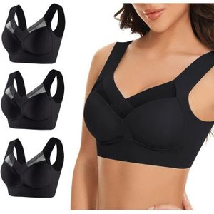 SOUTIEN-GORGE SOUTIEN-GORGE Soutien Gorge sans Armature Soutien Gorge de Sport Femme Couleur Unie Grandes Tailles sans Couture Noir pâle