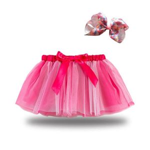 JUPE Enfants Filles Fête Danse Ballet Costume Splice Arc-En-Tulle Jupe + Arc Épingle À Cheveux Rose vif