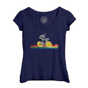 MAILLOT DE CYCLISME T-shirt Femme - Fabulous - Col Echancré Bleu Cycliste - Art Surréalisme Vélo