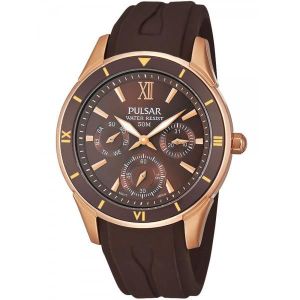 Montre Femme Pulsar Quartz Dorée à Bracelet Cuir Marron - Modèle PPT 016S - Neuf Sans Étiquette