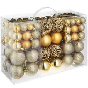 BOULE DE NOËL TECTAKE Lot de 100 boules de Noël dorées assorties