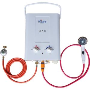 CHAUFFE-EAU TTulpe Outdoor HD-6 P37 blanc, chauffe-eau portable instantané, gaz propane, allumage par piles, Bas NOx