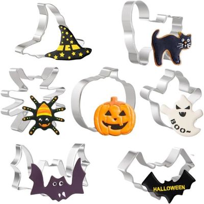 Lot De 16 Emporte-pièces Halloween 3D - Pour Biscuits, Fondant, Pâtisserie - Plastique Alimentaire, Motifs Fantômes, Citrouilles, Chauves-souris