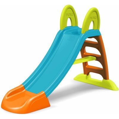 Toboggan Funny Slide JAMARA 460549 – Plastique Robuste, Bec Antidérapant, Marches Larges, Poignées, Corde Stabilisatrice – Gris, 145x59x79 Cm