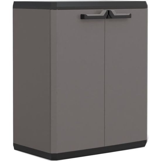 KETER ARMOIRE BASSE PIU, Gris / Noir, 68 x 39 x 83 cm Cdiscount