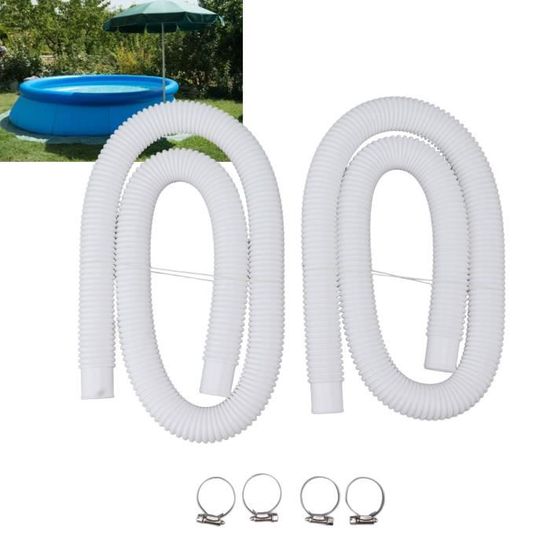 Tuyaux De Piscine 150 Cm – Lot De 2, Diamètre 32 Mm, Avec Clips Métal Et Raccord, Pour Pompe De Filtration