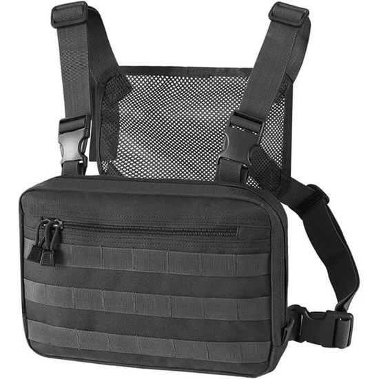 Sac De Poitrine Tactique Molletonné, Rig De Chasse Ajustable, Poche Avant Pour Pistolet, Camouflage, Nylon, Homme