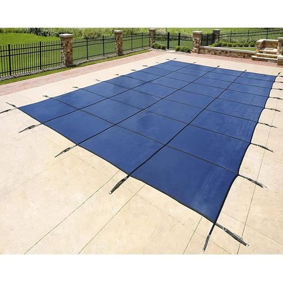 Couverture De Sécurité Pour Piscines Creusées 5,5x11 M, Maille Verte Avec Marches D