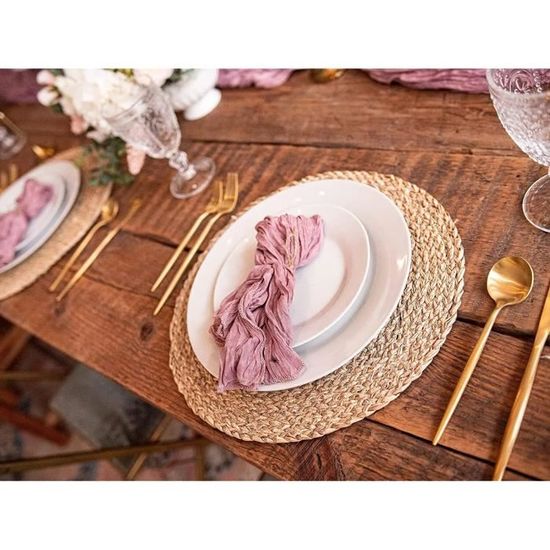 Set 8 Pièces Napperons Et Serviettes De Table Coton F&C Bernenia Pétoncle - Neuf