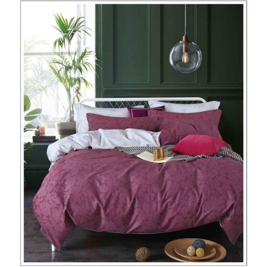 Parure De Lit 3 Pièces 100% Coton Percale - Housse De Couette 240x220 Cm + 2 Taies 65x65 Cm - Imprimé Double Face - Vert - 3