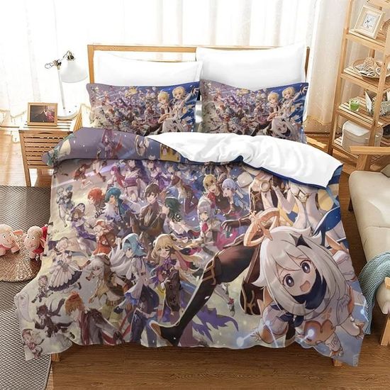 Genshin Impact Parure De Lit 2 Personnes 220X240 Adulte Anime Housse De Couette  Gamer 3 Pièces Parure De Lit En Microfibre P[Z6653] - Cdiscount Maison