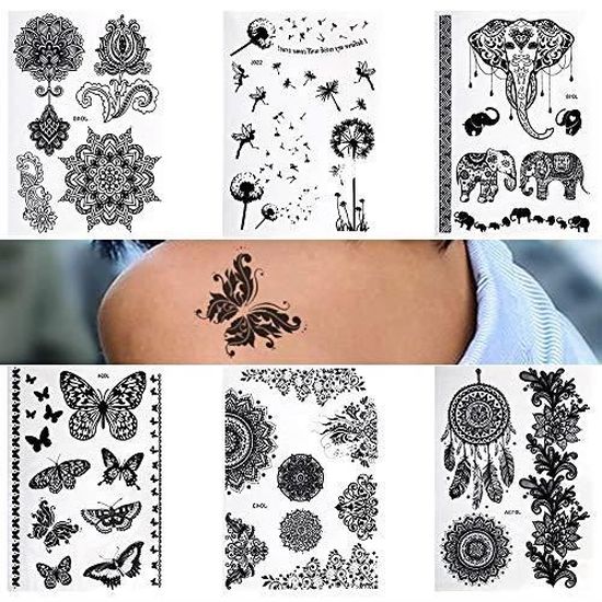 Nahuaa 6 Pieces Tatouages Temporaires Autocollants Etanche Tatouage Ephemere Femme Tattoo Dentelle Noire Pour Femmes Decorer Le Co Achat Vente Encre A Tatouage Nahuaa 6 Pieces Tatouages Temp Cdiscount