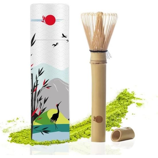 ORIGEENS Fouet Matcha Bambou Chasen Manche Long - Traditionnel Pour Cérémonie Du Thé