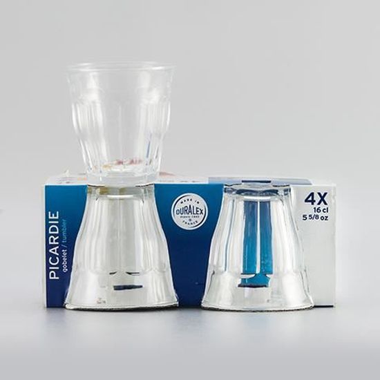 Set Van 4 Stapelbare Duralex Glazen 20 Cl - Schokbestendig Gehard Glas Gemaakt In Frankrijk