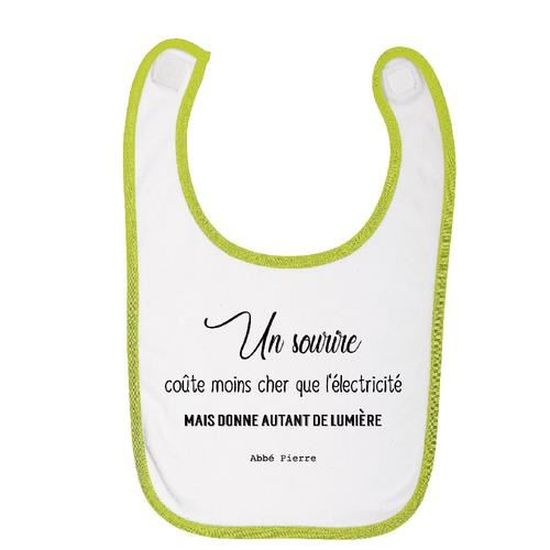 Bavoir Bebe Vert Anis Auto Agripant Citation Abbe Pierre Cdiscount Puericulture Eveil Bebe