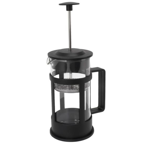 Cafetière à Piston (French Press) En Verre - 4 Tasses / 1 Litre (Noir, Lavable Au Lave-vaisselle)