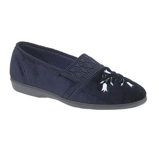 Chaussons Ouverts Femme En Velours - Semelle Compensée - Décoration Rosette - Confortables Pour La Maison - 4