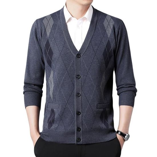 Cardigan Homme à Fermeture éclair - Manches Longues, Poches Zippées - Décontracté Et Confortable - Pour Automne/hiver - 1