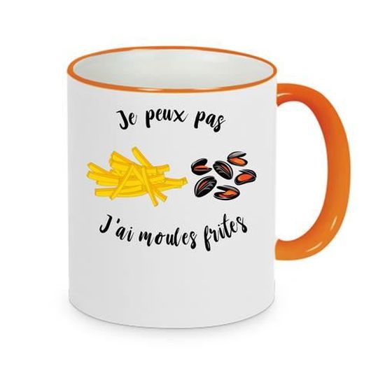 T-Shirt "Je Peux Pas, J'ai Moules Frites" - Humour Culinaire - Coupe Classique - Coton Léger - 4