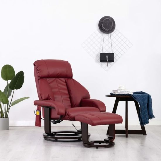 4353NOEL Fauteuil de massage TV électrique Relax NEW - Fauteuil Siège lounge Club TV Rouge bordeaux Similicuir,82 x 77 x 110 cm