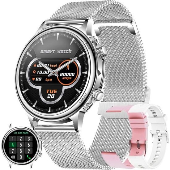 Montre Connectée Femme Avec Appel Bluetooth, 1.43'' Amoled Smartwatch Avec Santé Au Féminin, 100