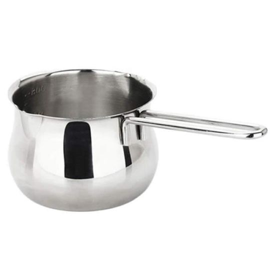 Casserole polyvalente en acier inoxydable avec becs verseurs pour faire fondre le chocolat, chauffer le lait, verser de l'huile chaude et (or rose