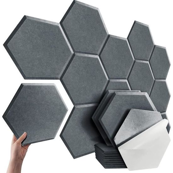 12pcs Panneaux Acoustiques Hexagonaux Haute Densité, Panneaux En Mousse Acoustique Carreaux A Bords Biseautes 90989804