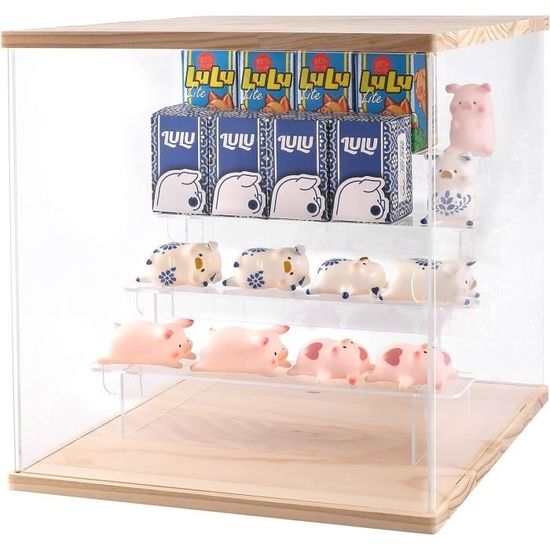 Vitrine Lumineuse Nynelly 3 étages - Boîte D'exposition Acrylique Anti-poussière Pour Figurines Pop Et Collections - 31.6x18x26.4cm