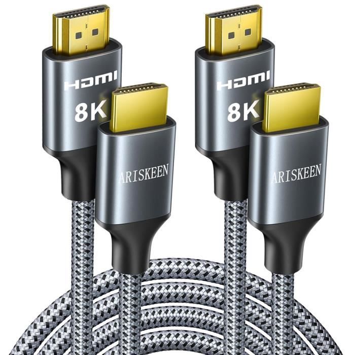 Cable HDMI 2.1 8K 4K 120Hz 48GB/Sec, HDR, 3D 3 mètres souple TechExpert