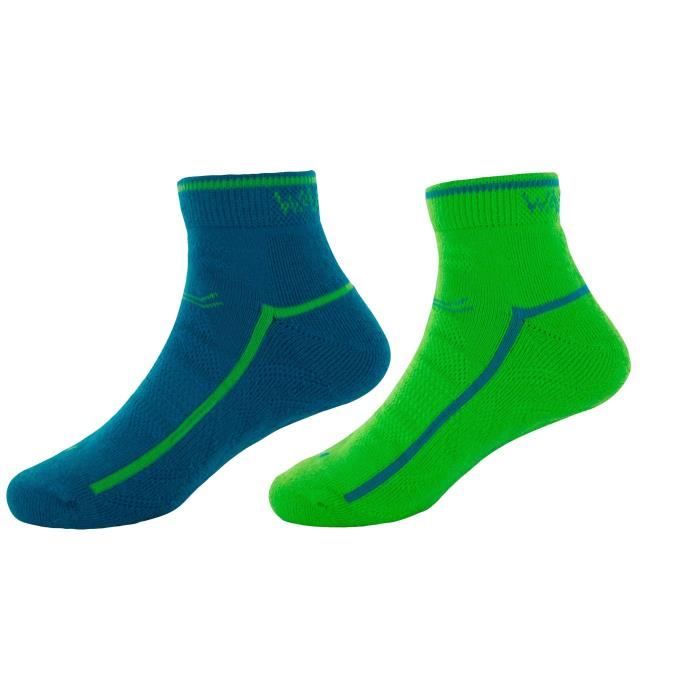 WANABEE Lot de 2 paires de Chaussettes de randonnée Hike 200 - Enfant Garçon - Bleu et vert