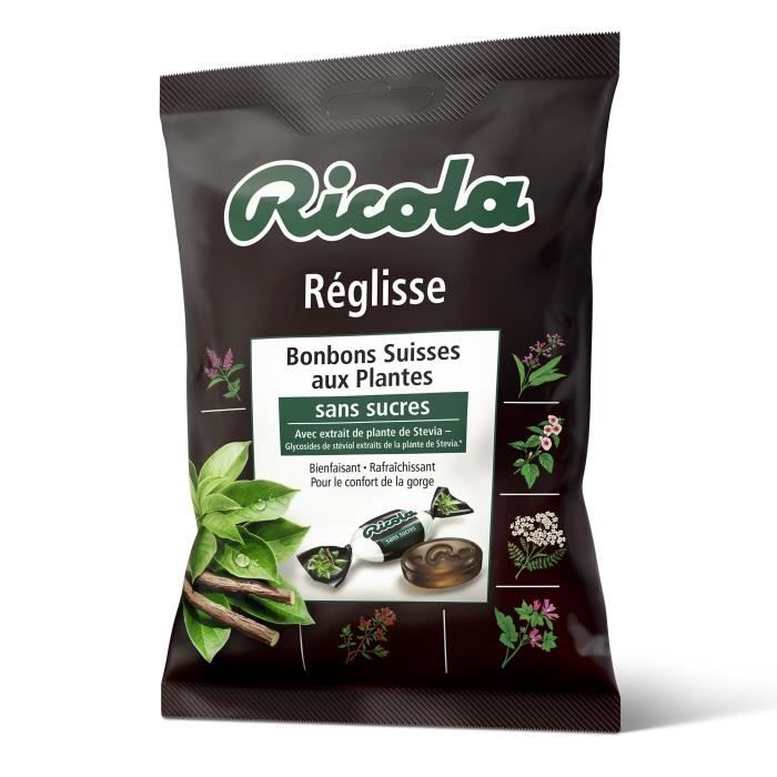 RICOLA Bonbons Suisses réglisses sans sucres aux plantes - 75 g