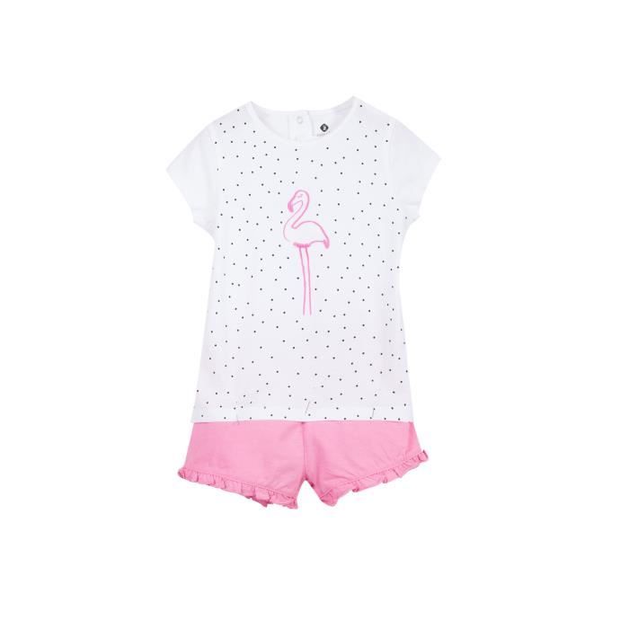 Z Ensemble T Shirt Et Short Flamant Rose Blanc Bebe Fille Rose Et Blanc Cdiscount Pret A Porter