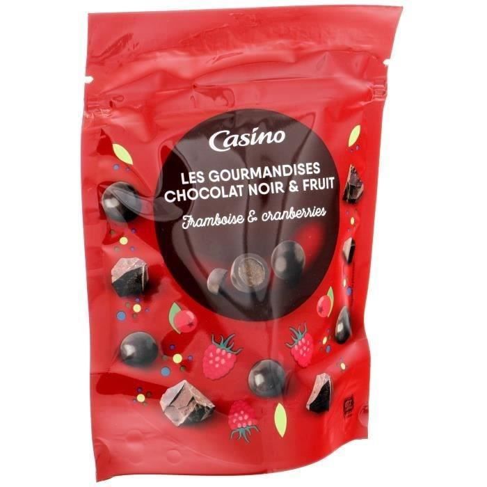 LES GOURMANDISES Chocolat noir, goûts framboise et canneberge - 125 g