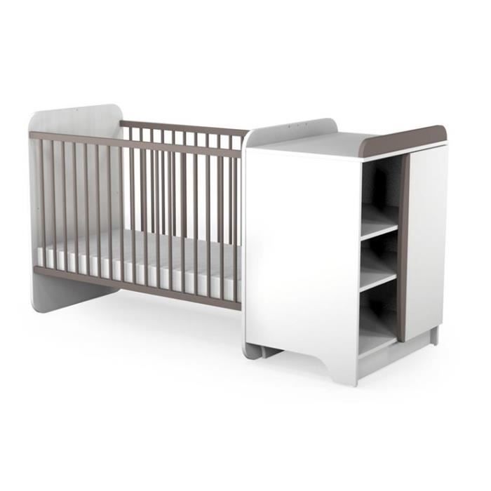 At4 Lit Combine Evolutif Bebe Taupe 60 X 120 Cm Taupe Achat Vente Lit Bebe 3294456103010 Cdiscount