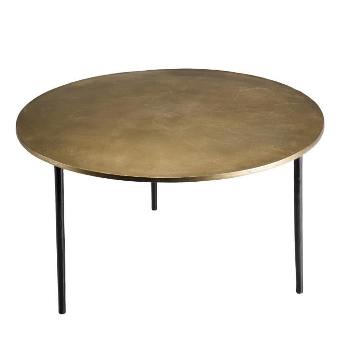 Table basse ronde - Aluminium doré marron - L 80 x P 80 x H 45 cm