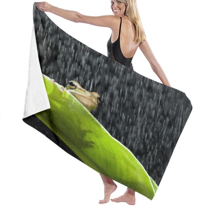 Serviette De Plage Grenouille Arboricole, 3D Mignonne Grande Serviette De Bain Microfibre, Drap De Plage Séchage Rapide E Anti Sable Pour Piscine Voyage Couverture, 90x180 Cm