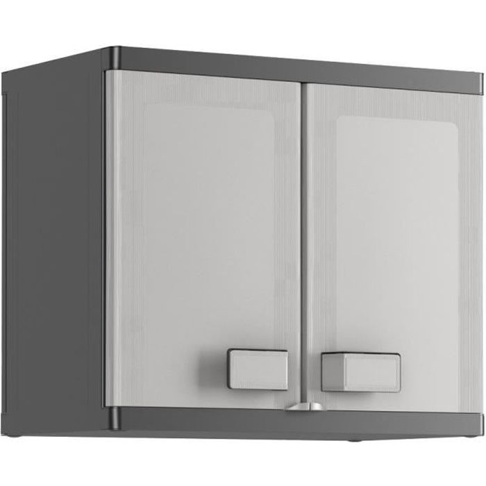 KIS Armoire de rangement murale Logico - 65 x 39 x 56,5 cm - Noir et gris