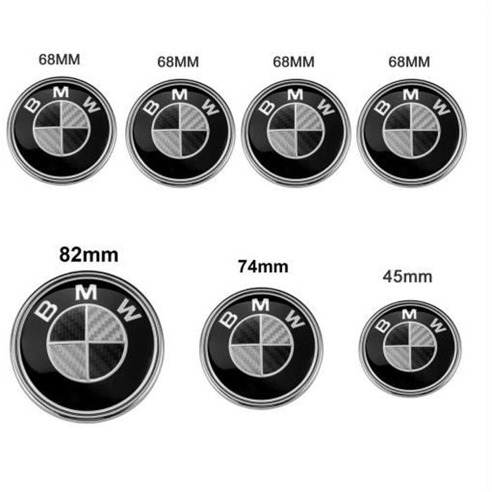 lot de 7 BMW Carbone Noir Logo Emblème Centre de roue Enjoliveur de roue