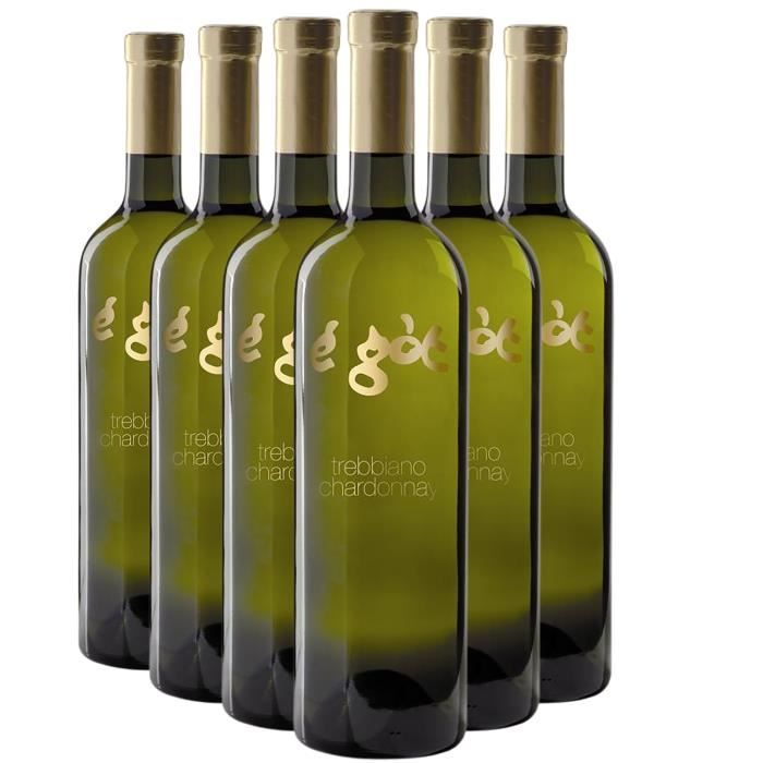 Rubicone Trebbiano Chardonnay Blanc 2017 - Lot de 6x75cl - É Gòt - Vin IGT Blanc - Origine Italie - Cépages Trebbiano, Chardonnay