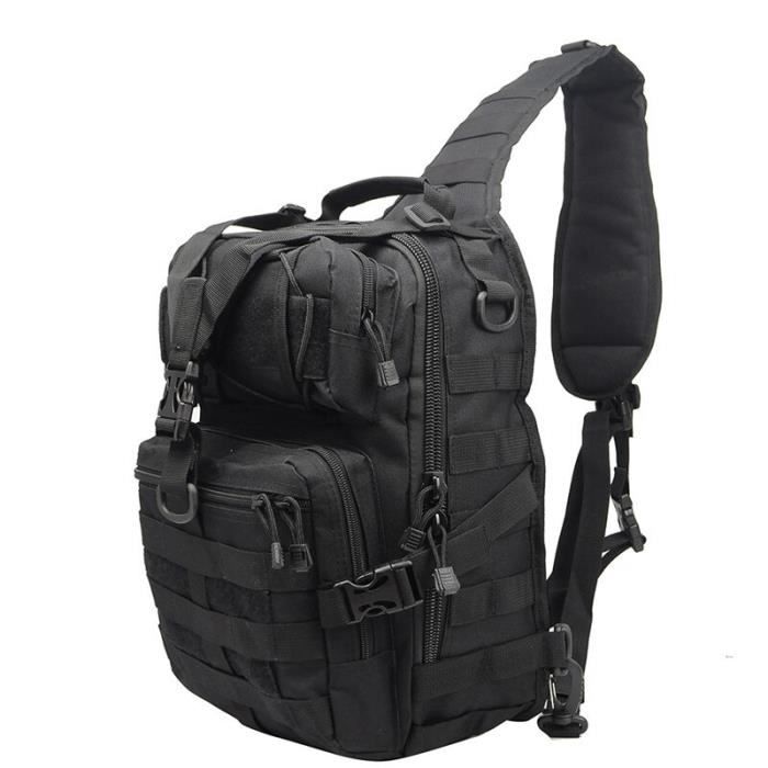 Black 20L -Sac à dos tactique militaire, petit sac à bandoulière imperméable de l'armée Molle pour randonnée en plein air, Campin