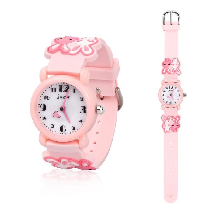 Fodlon Montre Enfant 3D Montre Quartz Rose Montre-Bracelet pour Garcon Filles (Piles Non Incluses)