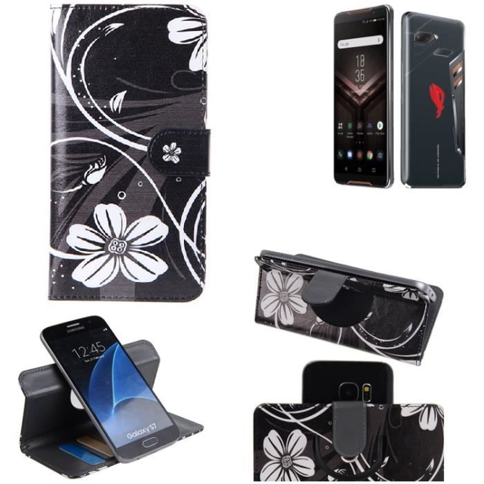 K-S-Trade Housse pour Asus ROG Phone Portefeuille Étui Clapet Folio Livre Rabat Protection Bookstyle wallet case 360° pour Asus ROG
