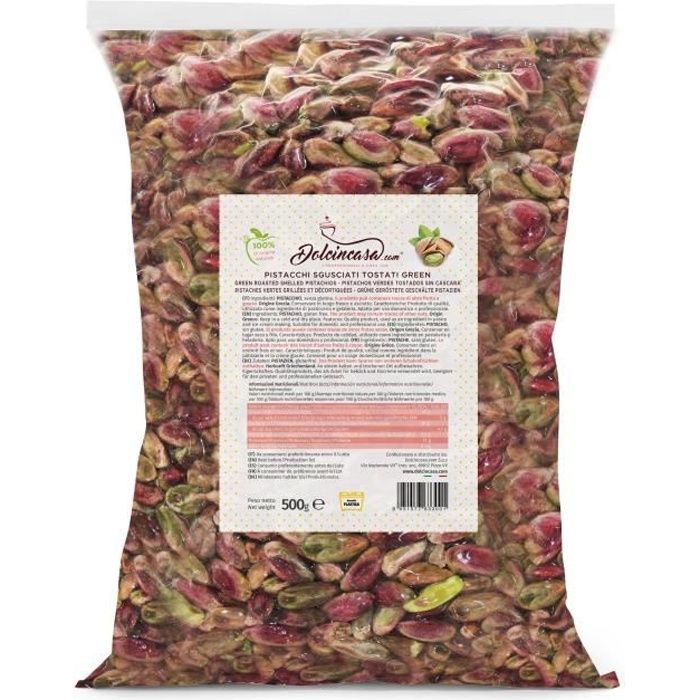 Pistaches décortiquées grillées Collation saine Cuisine ou pâtisserie pour les sucreries Pâtisserie Garnitures Sans gluten 500 gr