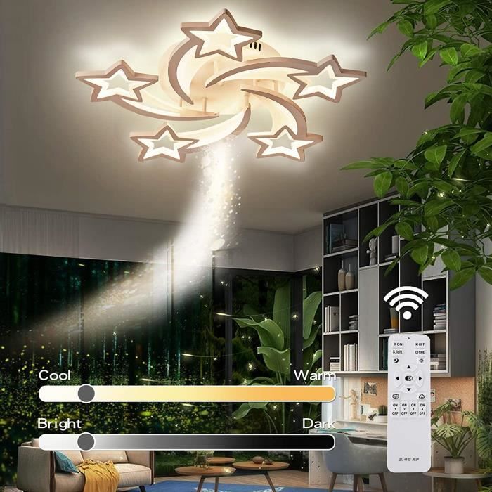 Lustres Led Salon, Jior Led Plafonnier avec Telecommande Dimmable, 72W A ++ Couleur de Lumiere / Luminosite Reglable, pour Chambre,