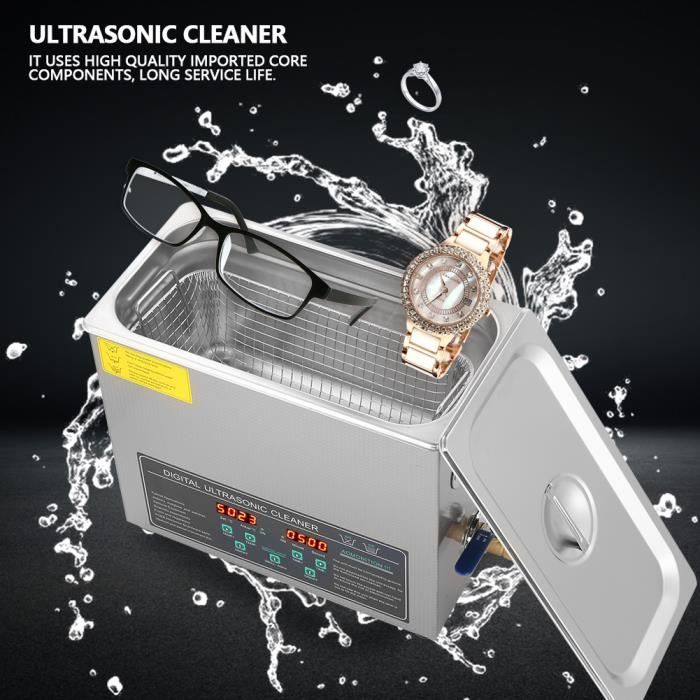 Ultrasons 6L Nettoyeur à Ultrasons Chauffage Professionnel Appareil Nettoyeur Ultrasonique Lunette en Acier Inoxydable -FOE