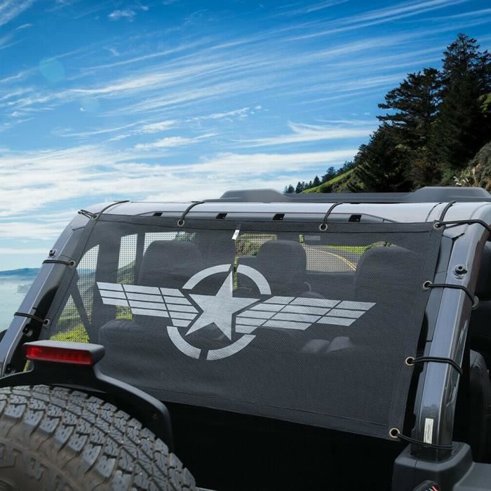 Bâche voiture,Pare soleil en maille pour coffre arrière,protection Anti uv pour Jeep Wrangler Jl Jk Tj,accessoires - Type Black